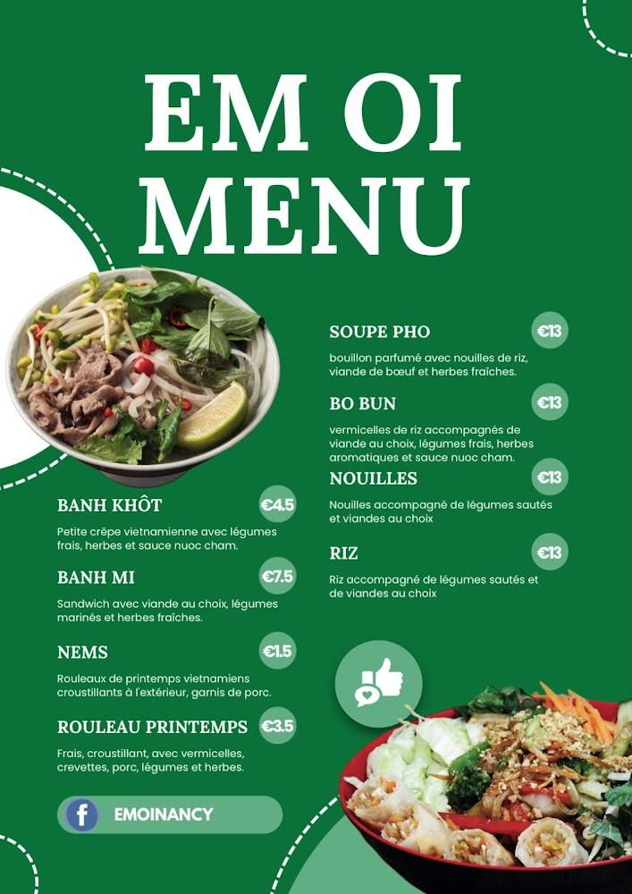 Em OI Vietnamese restaurant - Menu Image 1
